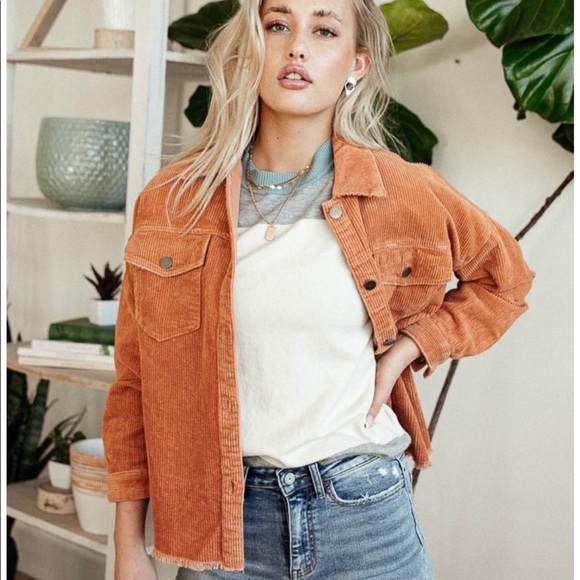 Terracotta Corduroy Shirt Jacket 